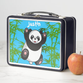Happy Cute Panda Monogramed Lunch Box