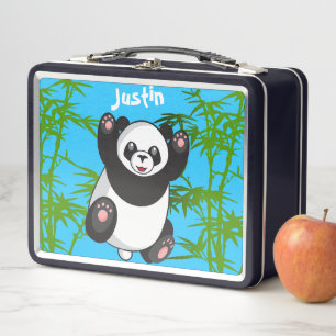 Happy Cute Panda Monogramed Lunch Box