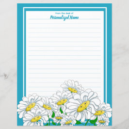 Happy Daisies Blue - Hoja de papel en blanco