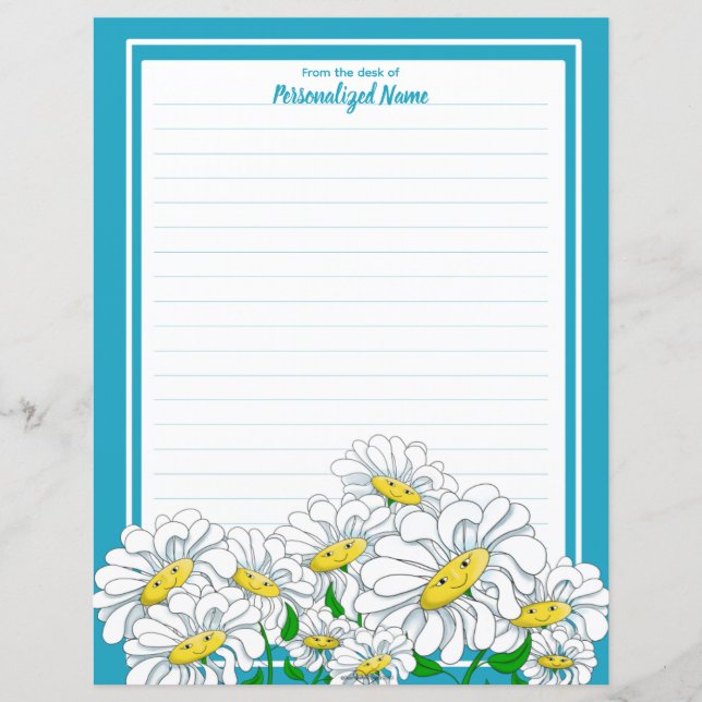 Happy Daisies Blue - Hoja de papel en blanco (Anverso)