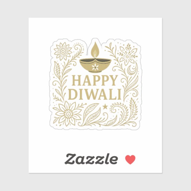 Happy Diwali Gold & Black Pegatina Sheet (Hoja)