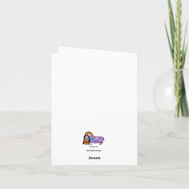 Happy Easter Basset Hound Easter Bunny card (Reverso)