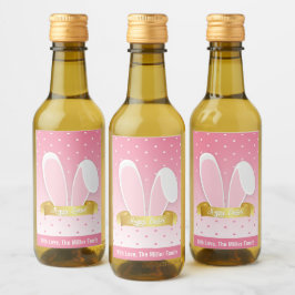 Happy Easter Bungalow Ears Pink Mini Wine Label Se