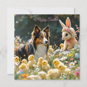Happy Easter Collie and Chicks Magnet