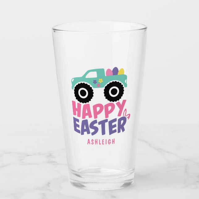 Happy Easter Egg Girly Truck Nombre moderno (Anverso)