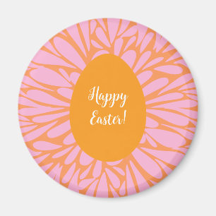 Happy Easter floral ráfaga imán de huevo naranja