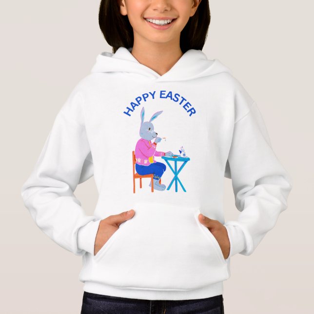 Happy Easter Tea Bunny Kids Hoodie (Anverso)