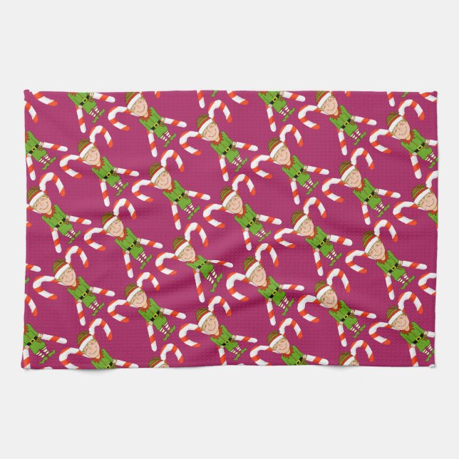 Happy Elf Navidades Kitchen Toalla (Horizontal)
