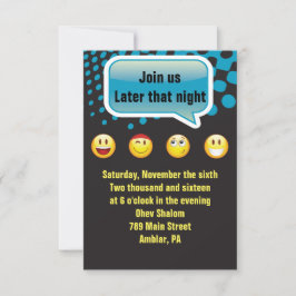 HAPPY EMOJI Bar Bat Mitzvah Fiesta Tarjeta de rece