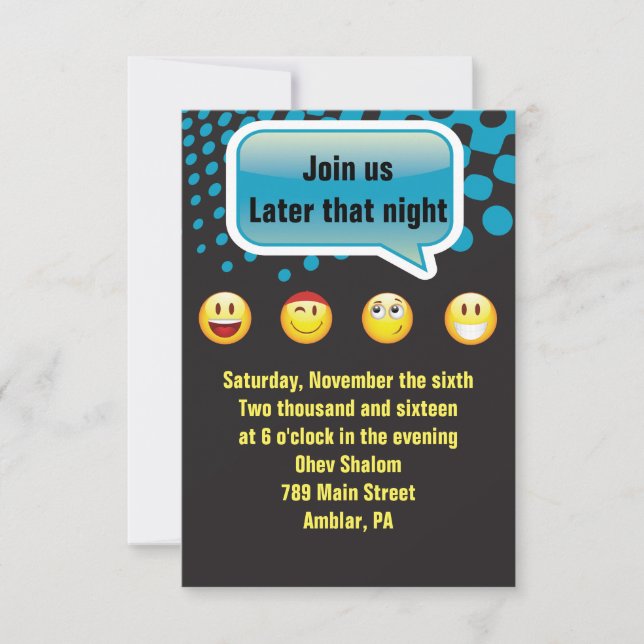HAPPY EMOJI Bar Bat Mitzvah Fiesta Tarjeta de rece (Anverso)