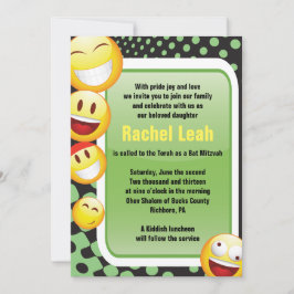 HAPPY EMOJI Bar Bat Mitzvah Invitación