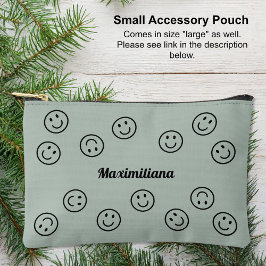 Happy Faces Black on Green - Pequeña bolsa accesor