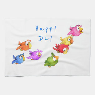 Happy Flying Birds Kitchen Toalla - Personalizado 