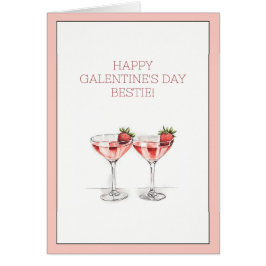 Happy Galentine's Day Bestie Cocktails Folded Card