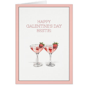 Happy Galentine's Day Bestie Cocktails Folded Card