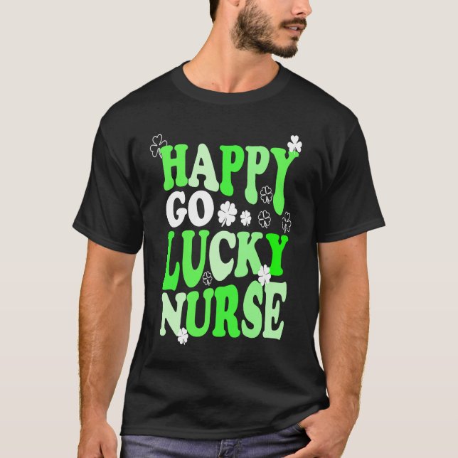 Happy Go Lucky Nurse St Patricks Day Scrub Top (Anverso)