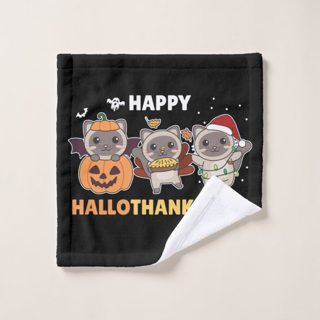 Happy Hallothanksmas Cat Christmas Elephant Wash C (Toallita)