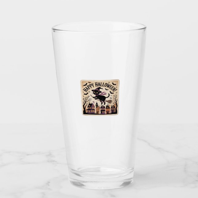 Happy Halloween Black Cat Witch Classic T-Shirt (Anverso)