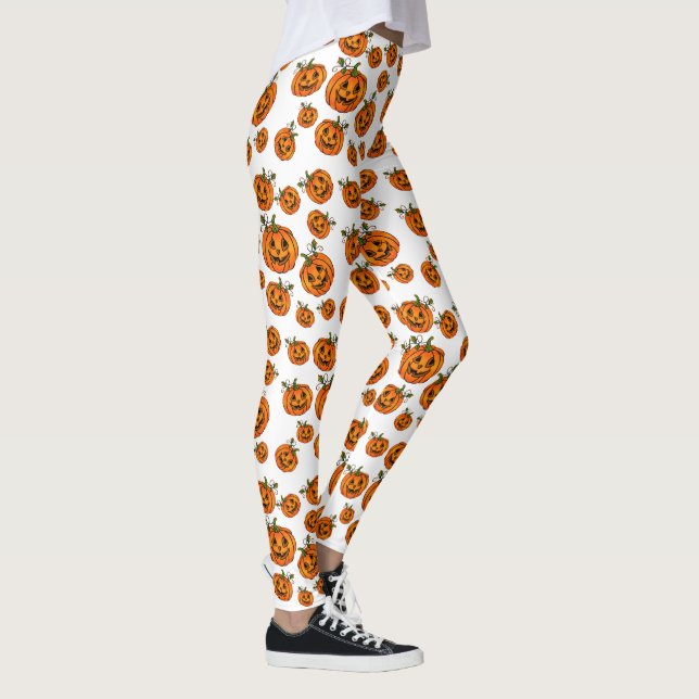 Happy Halloween jack-o-lantern calabaza Leggings (Derecha)