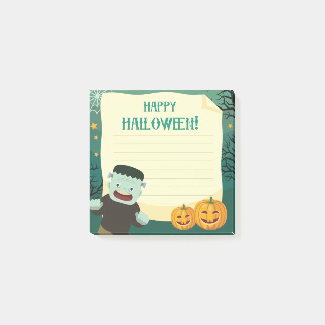 Happy Halloween Monster 3" x 3" Notas Post-it® (Anverso)