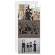 Happy Halloween Spooky Mansion Family Photo Card