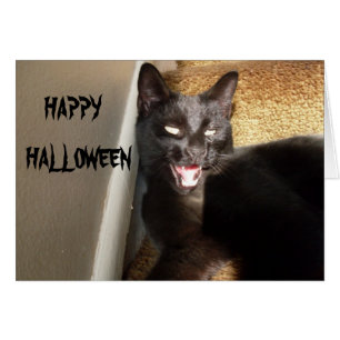 HAPPY HALLOWEEN tarjeta CAT NEGRA