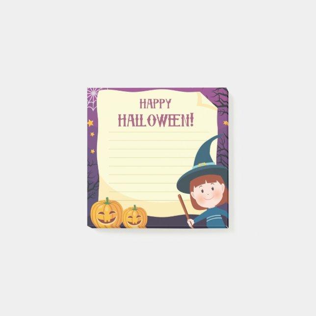 Happy Halloween Witch 3" x 3" Notas Post-it® (Anverso)