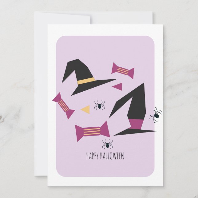 Happy Halloween Witch Confetti Card (Anverso)