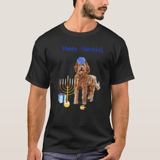 Happy Hanukkah Brown Labradoodle Ugly Sweater Chri