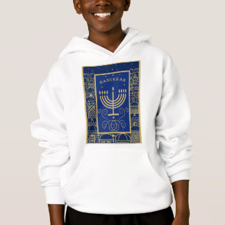 Happy Hanukkah Gold Menorah Jewish Holiday