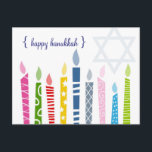 Happy Hanukkah Menorah Candles Postales<br><div class="desc">mande un poco atrevido este año... </div>