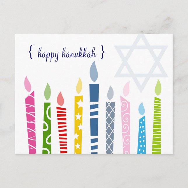 Happy Hanukkah Menorah Candles Postales (Anverso)