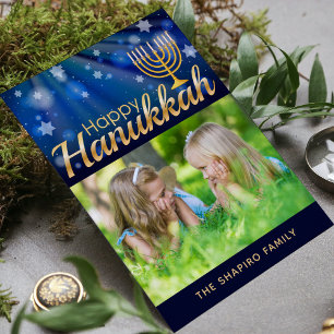 Happy Hanukkah Menorah Personalizado Photo