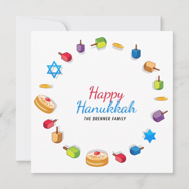 Happy Hanukkah Moderno Photo Dreidel Star Name (Anverso)