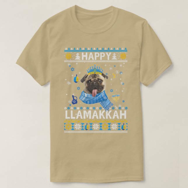 Happy Hanukkah Pug Hanukkah Ugly Sweater Christmas (Diseño del anverso)