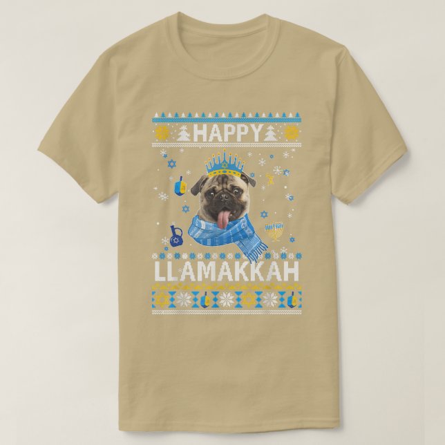 Happy Hanukkah Pug Hanukkah Ugly Sweater Christmas (Diseño del anverso)