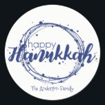 Happy Hanukkah Snow Bubbles Pegatina Gift Tag<br><div class="desc">La etiqueta de regalo Pegatina Happy Hanukkah Snow Bubbles es perfecta para sus necesidades de regalos de vacaciones. Hay otros productos que coinciden con este diseño.</div>