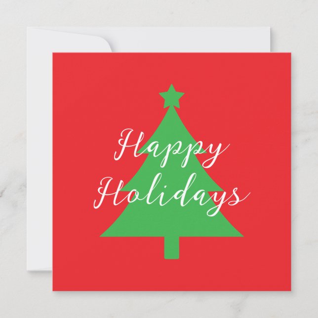 Happy Holidays Bright Red Christmas New Year Card (Anverso)