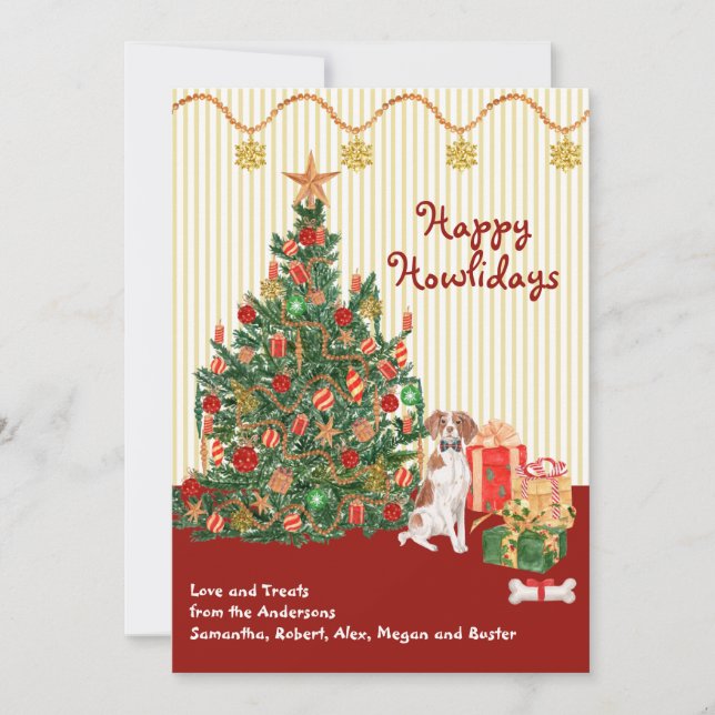 Happy Holidays Brittany SpanielTree Presenta (Anverso)