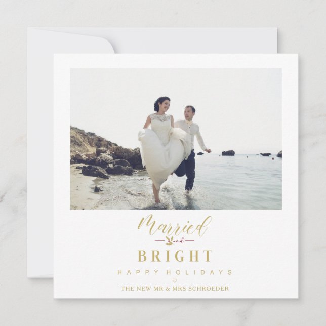 Happy Holidays Christmas Married & Bright Newlywed (Anverso)