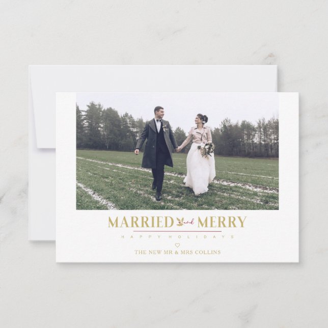 Happy Holidays Christmas Newlyweds Custom Photo (Anverso)