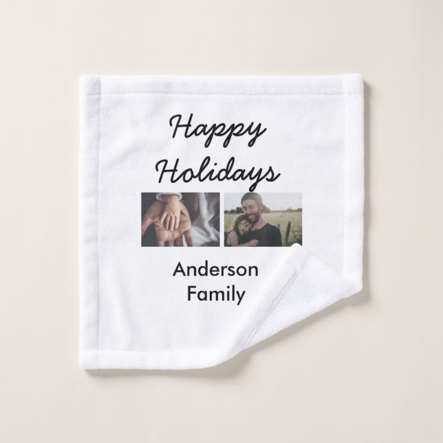 Happy holidays father son Christmas photo family n (Toallita)