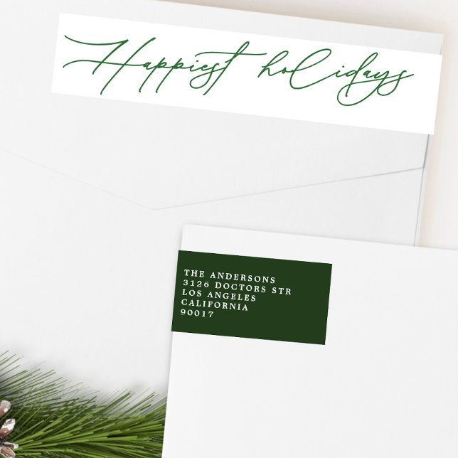 Happy Holidays Festious Green Return Address (Subido por el creador)