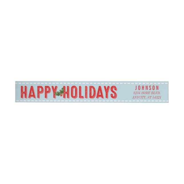 Happy Holidays Holly Berries Aqua Gift Tag (Individual)