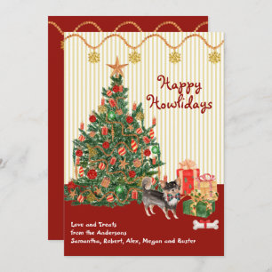Happy Holidays Log Haired Chihuahua Tree Presenta