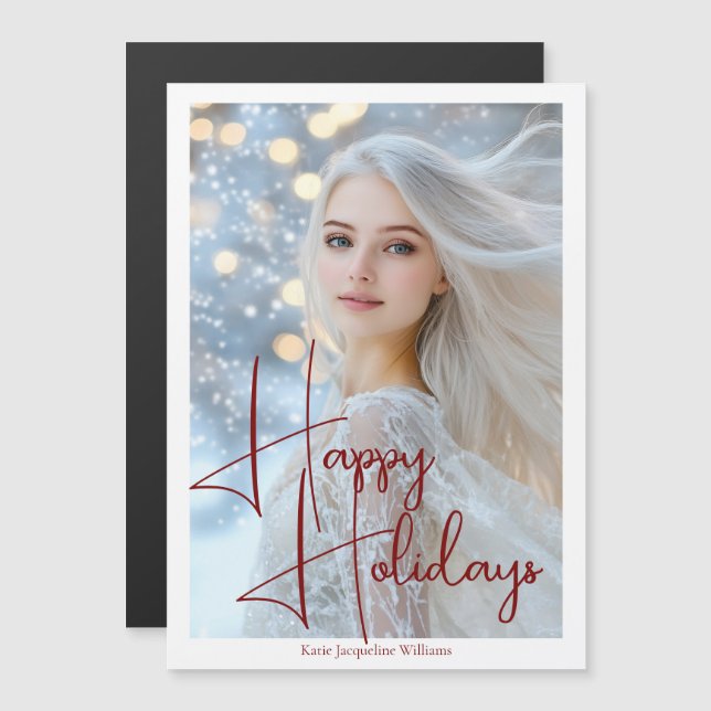 Happy Holidays Model Headshot Navidad Magnet (Anverso/Reverso)