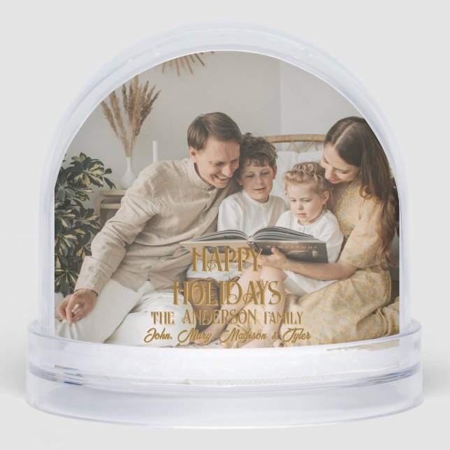 Happy Holidays Modern Script Personalized Photo (Anverso)