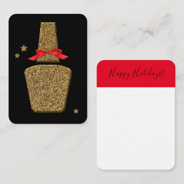 Happy Holidays nail SALON - Tu logotipo + Nota de  (Anverso / Reverso)