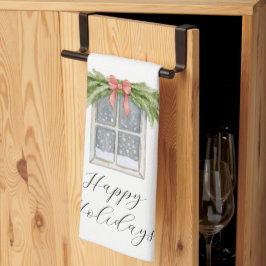 Happy Holidays Vintage Window Kitchen Toalla