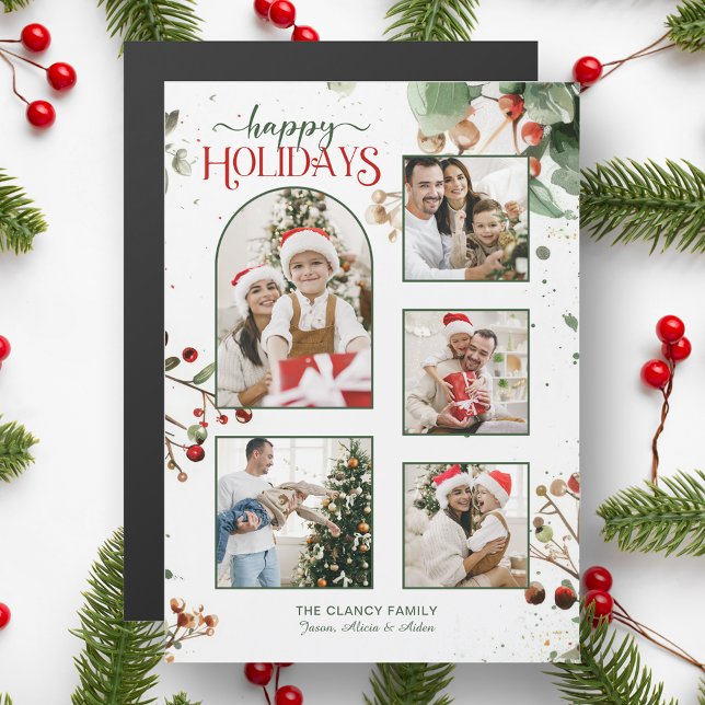 Happy Holidays Watercolor Holly Botanical 5 Photo (Subido por el creador)